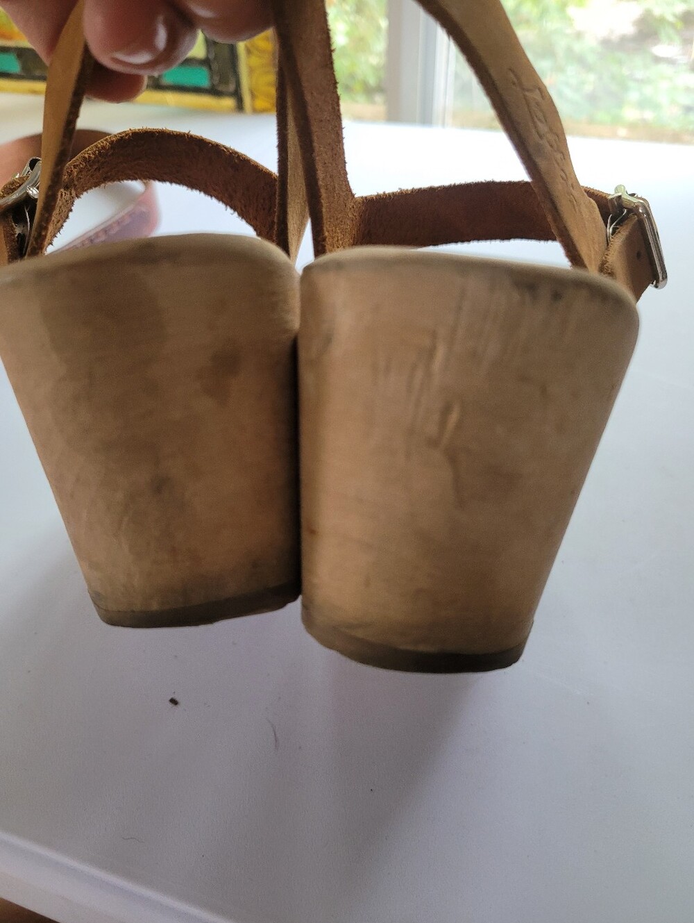 Lotta's 38/7.5 Women's Tan Leather Slingback Clog Sandals - Picture 9 of 10